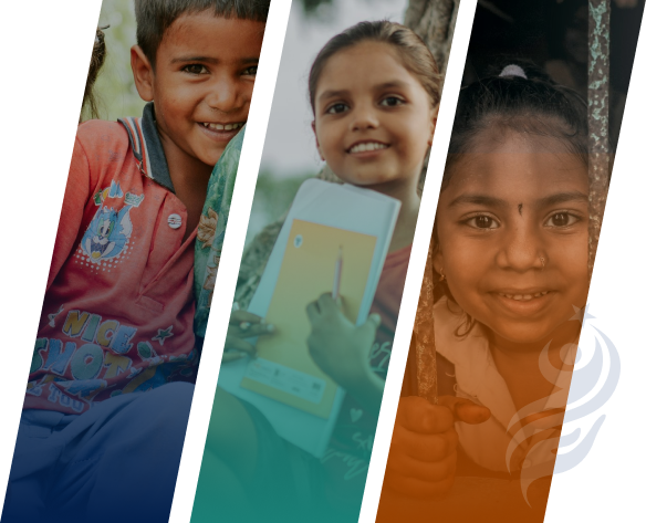 Children learning and smiling together